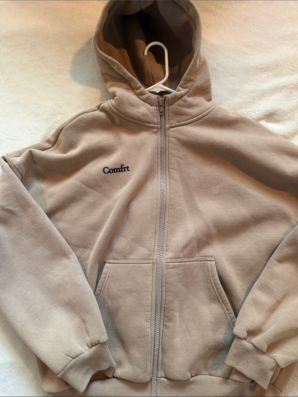 Comfort Zip-Up Hoodie Jacket - Beige